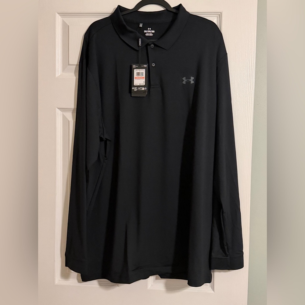 Under Armour Men's MatchPlay Long Sleeve Black Polo